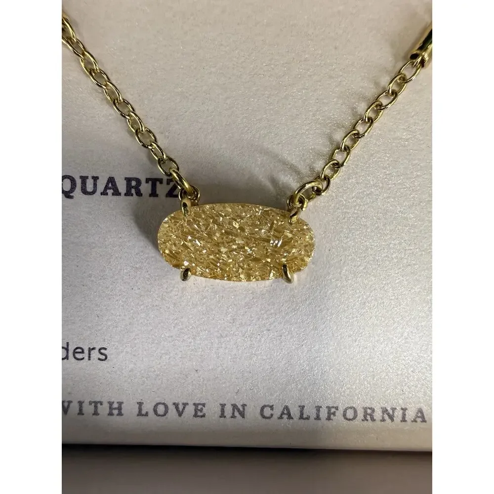 NIB Luna Norte Genuine Druzy Quartz Necklace Set Brass 16” 17” L + 2”